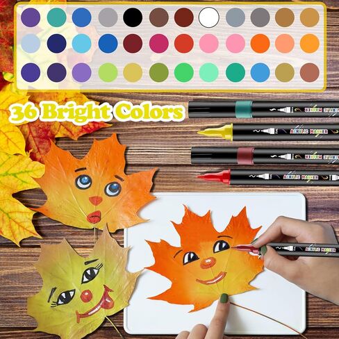 YKSLEMON Acrylic Paint Pens,Dual Tip 36 Colors Superior Acrylic Paint Markers for Rock Painting,Canvas,Glass,Wood,Ceramic,Plastic,Metal DIY Craft in Kuwait