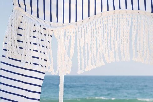 AMMSUN Beach Cabana مع هامش، مظلة شاطئ بوبو مقاس 6 × 6 بوصة مع شرابات، سهلة الإعداد وعمود خشبي فاخر، كابانا رائعة مع جيوب رملية، مأوى فوري للشمس لحديقة فناء الشاطئ في الهواء الطلق، شريط وردي in Kuwait