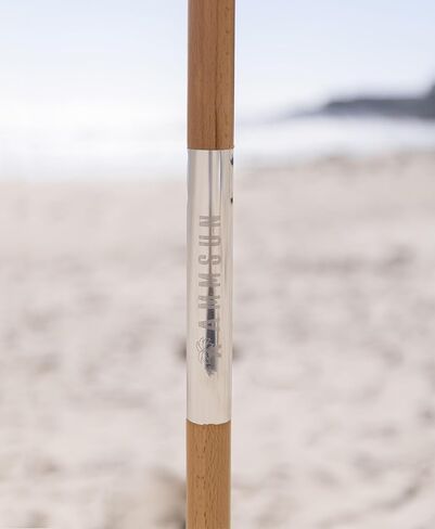 AMMSUN Beach Cabana مع هامش، مظلة شاطئ بوبو مقاس 6 × 6 بوصة مع شرابات، سهلة الإعداد وعمود خشبي فاخر، كابانا رائعة مع جيوب رملية، مأوى فوري للشمس لحديقة فناء الشاطئ في الهواء الطلق، شريط وردي in Kuwait