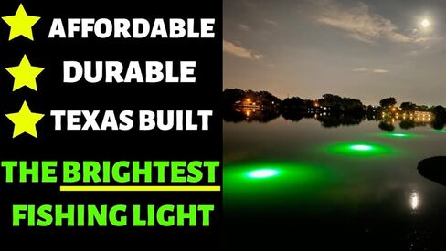 Green Blob Outdoors مصباح صيد جديد تحت الماء LED للأحواض 7500 أو 15000 لومن مع سلك طاقة 110 فولت تيار متردد 30 قدمًا أو 50 قدمًا، كرابي، سنوك، جاذب الأسماك، صنع في تكساس in Kuwait