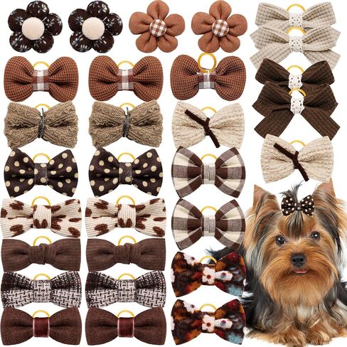 20pc Light Pink Small Dog Hair Bows with Rubber Bands, Dog Hair Bows, Flower Ball Bowknot Top Knot for Yorkie Dog Hair Accessories in Saudi Arabia
