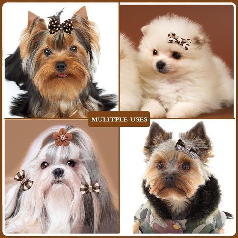 20pc Light Pink Small Dog Hair Bows with Rubber Bands, Dog Hair Bows, Flower Ball Bowknot Top Knot for Yorkie Dog Hair Accessories in Saudi Arabia
