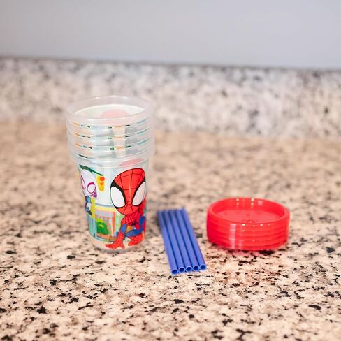 أكواب Bluey Take & Toss للأطفال الصغار ذات القش من The First Years - أكواب مضادة للانسكاب للأطفال مع أغطية وقشات سهلة الارتداء - هدايا زرقاء ومستلزمات حفلات زرقاء - 10 أونصة - 10 قطع in Kuwait