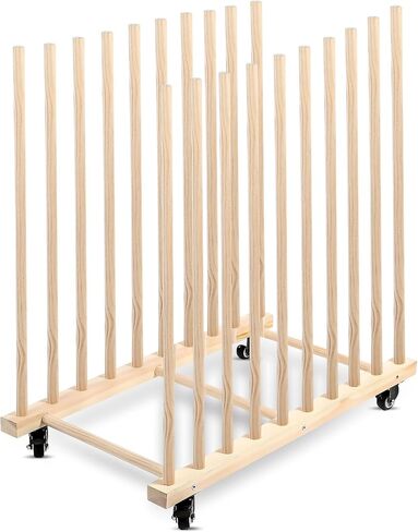 Art Storage Rack with Caster Wheels 32 x 29 x 16 Inches Wooden Canvas Storage Stand Art Drying Rack Painting Storage Rack for Drawing Board Panel Frame Canvas Board in Saudi Arabia