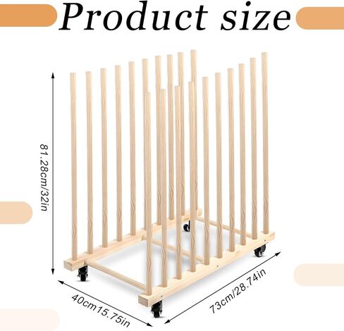 Art Storage Rack with Caster Wheels 32 x 29 x 16 Inches Wooden Canvas Storage Stand Art Drying Rack Painting Storage Rack for Drawing Board Panel Frame Canvas Board in Saudi Arabia