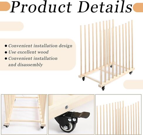 Art Storage Rack with Caster Wheels 32 x 29 x 16 Inches Wooden Canvas Storage Stand Art Drying Rack Painting Storage Rack for Drawing Board Panel Frame Canvas Board in Saudi Arabia