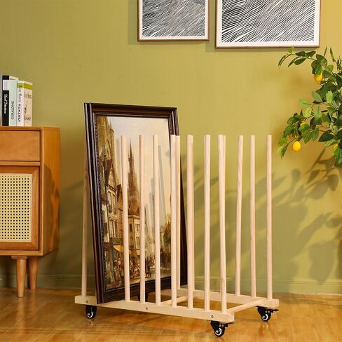 Art Storage Rack with Caster Wheels 32 x 29 x 16 Inches Wooden Canvas Storage Stand Art Drying Rack Painting Storage Rack for Drawing Board Panel Frame Canvas Board in Saudi Arabia