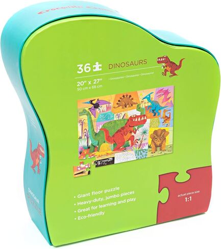 Crocodile Creek - Dinosaur - 36 Piece Jigsaw Floor Puzzle with Heavy-Duty Box for Storage, Large 20" x 27" Completed Size, Designed for Kids Ages 3 Years and up in Saudi Arabia