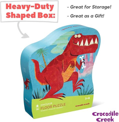 Crocodile Creek - Dinosaur - 36 Piece Jigsaw Floor Puzzle with Heavy-Duty Box for Storage, Large 20" x 27" Completed Size, Designed for Kids Ages 3 Years and up in Saudi Arabia