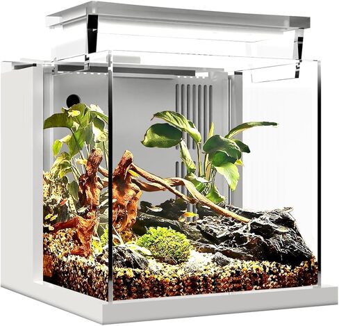 حوض سمك صغير ممتاز الكل في واحد من الأكريليك 0.95 جالون (3.6 لتر) مع نظام فلتر خلفي وإضاءة LED (BF-01B) in Kuwait