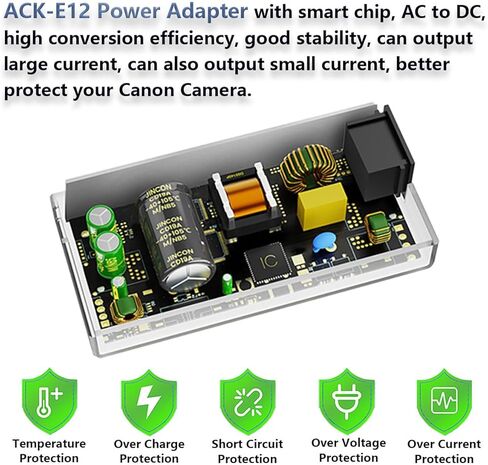 UORLEN ACK-E12 محول طاقة التيار المتردد LP-E12 M50 طقم بطارية الدمية لكاميرات Canon EOS M50 Mark II M200 M100 M10 M2 M، Kiss M M2. in Kuwait