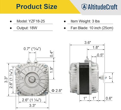 محرك مروحة مكثف YZF18-25، محرك مروحة تيار متردد 120 فولت 60 هرتز 1.01 أمبير 18 وات، استبدال محرك القطب المظلل YZF10-20، YZF6-13، APFM-161E in Kuwait