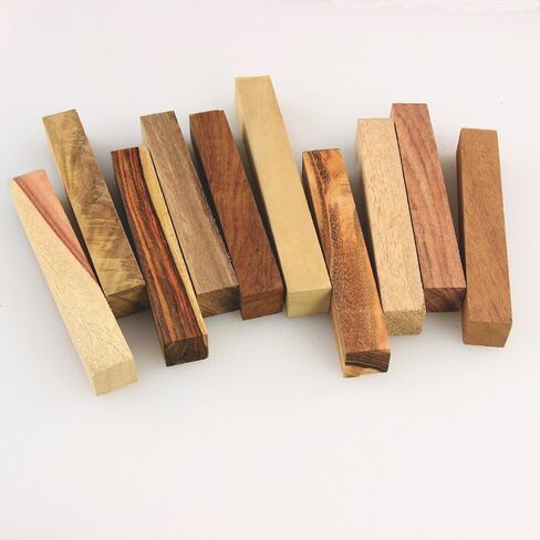 Legacy Woodturning، مجموعة متنوعة من الفراغات الخشبية الغريبة للقلم، 3/4 بوصة × 3/4 بوصة × 5 بوصة، حزمة من 10 قطع، تتضمن كوكوبولو عالي الشكل، وتايجروود الأبنوس، ومونكيبود، ومانجو، وخشب الساج، وغراناديلو in Kuwait