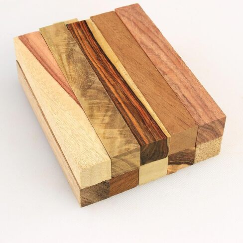 Legacy Woodturning، مجموعة متنوعة من الفراغات الخشبية الغريبة للقلم، 3/4 بوصة × 3/4 بوصة × 5 بوصة، حزمة من 10 قطع، تتضمن كوكوبولو عالي الشكل، وتايجروود الأبنوس، ومونكيبود، ومانجو، وخشب الساج، وغراناديلو in Kuwait
