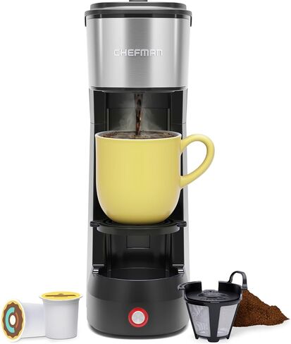 ماكينة صنع القهوة ذات الخدمة الواحدة من تشيفمان، ماكينة صنع القهوة على شكل حرف K: متوافقة مع كبسولات K-Cup والقهوة المطحونة، ماكينة تحضير القهوة بالتنقيط سعة 6 إلى 14 أونصة، رفع الأكواب، فلتر متضمن in Kuwait