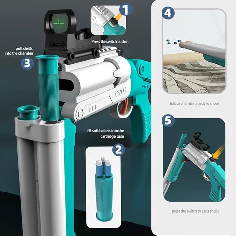 Double Barrel Toy Foam Blaster Soft Bullet Toy Shotgun with Shell Ejection, 2 in 1 Foam Dart Blaster with Suction Dart and Catridge, Birthday Gift for Kids, Youth, Teen in Kuwait