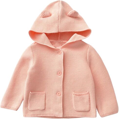Miccina Baby Boys Cardigan Sweater Toddler Girls Knit Hooded Jacket Button Outwear Outfit Tops Sweatshirt in Saudi Arabia