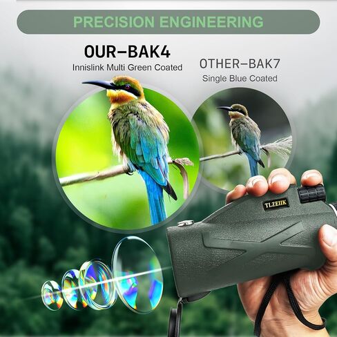 40X60 High Power Monocular Telescope with Smartphone Adapter Tripod Travel Bag, Larger Vision Monoculars for Adults with BAK4 Prism & FMC Lens, Suitable for Bird Watching Hunting Hiking Camping Green in Saudi Arabia