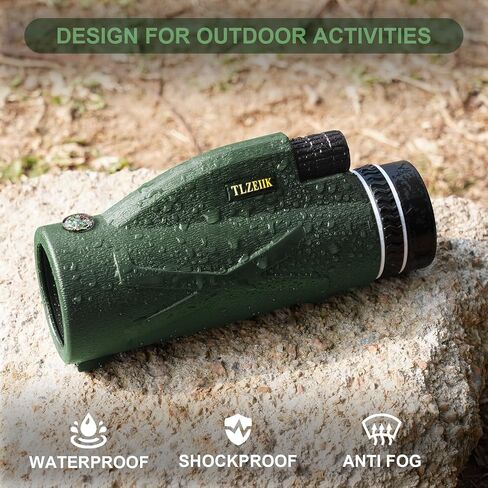 40X60 High Power Monocular Telescope with Smartphone Adapter Tripod Travel Bag, Larger Vision Monoculars for Adults with BAK4 Prism & FMC Lens, Suitable for Bird Watching Hunting Hiking Camping Green in Saudi Arabia