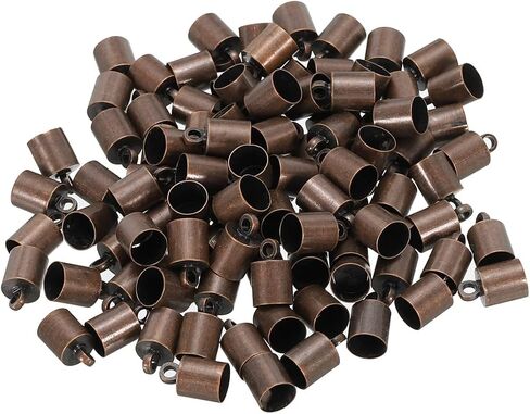 100 قطعة من أغطية نهاية الحبل من باتيكل 5.5 مم خرز أسطواني أغطية نهاية كوميهيمو نحاسية للحبل الجلدي والشرابات وصناعة المجوهرات بطول 6 مم رمادي داكن in Kuwait