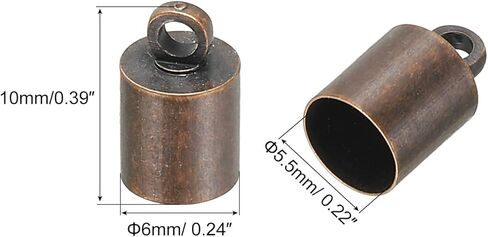 100 قطعة من أغطية نهاية الحبل من باتيكل 5.5 مم خرز أسطواني أغطية نهاية كوميهيمو نحاسية للحبل الجلدي والشرابات وصناعة المجوهرات بطول 6 مم رمادي داكن in Kuwait