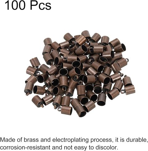100 قطعة من أغطية نهاية الحبل من باتيكل 5.5 مم خرز أسطواني أغطية نهاية كوميهيمو نحاسية للحبل الجلدي والشرابات وصناعة المجوهرات بطول 6 مم رمادي داكن in Kuwait