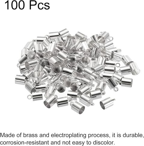 100 قطعة من أغطية نهاية الحبل من باتيكل 5.5 مم خرز أسطواني أغطية نهاية كوميهيمو نحاسية للحبل الجلدي والشرابات وصناعة المجوهرات بطول 6 مم رمادي داكن in Kuwait