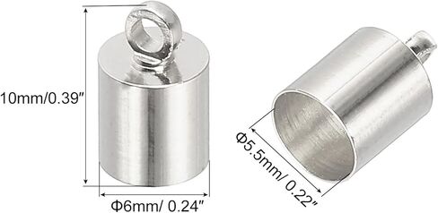100 قطعة من أغطية نهاية الحبل من باتيكل 5.5 مم خرز أسطواني أغطية نهاية كوميهيمو نحاسية للحبل الجلدي والشرابات وصناعة المجوهرات بطول 6 مم رمادي داكن in Kuwait