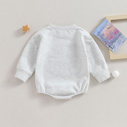 allshope Newborn Baby Boy Fall Outfit Romper Lil Bro Embroidery Long Sleeve Jumpsuit Bodysuit Infant Winter Clothes in Kuwait