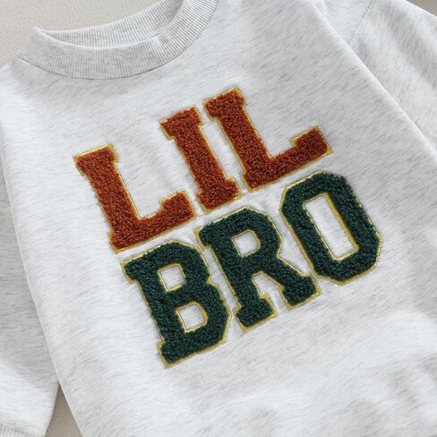 allshope Newborn Baby Boy Fall Outfit Romper Lil Bro Embroidery Long Sleeve Jumpsuit Bodysuit Infant Winter Clothes in Kuwait