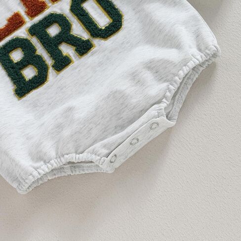 allshope Newborn Baby Boy Fall Outfit Romper Lil Bro Embroidery Long Sleeve Jumpsuit Bodysuit Infant Winter Clothes in Kuwait