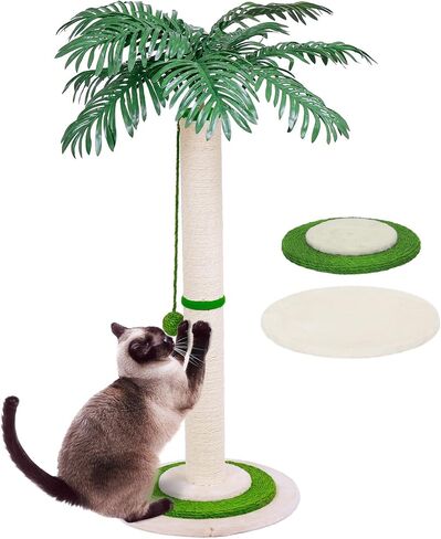 عمود خدش للقطط، بطول 91.44 سم مع حبل سيزال للقطط الداخلية البالغة والقطط الصغيرة، عمود خدش لطيف على شكل شجرة قطط مع كرات متدلية in Kuwait