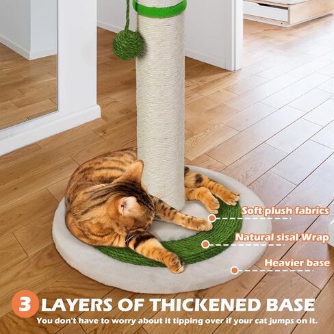 عمود خدش للقطط، بطول 91.44 سم مع حبل سيزال للقطط الداخلية البالغة والقطط الصغيرة، عمود خدش لطيف على شكل شجرة قطط مع كرات متدلية in Kuwait