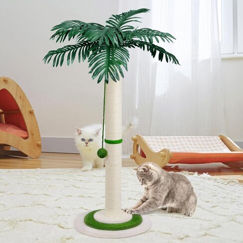 عمود خدش للقطط، بطول 91.44 سم مع حبل سيزال للقطط الداخلية البالغة والقطط الصغيرة، عمود خدش لطيف على شكل شجرة قطط مع كرات متدلية in Kuwait
