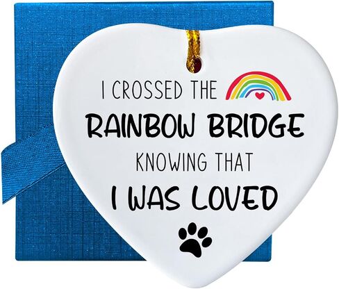 Ymuklns I Crossed the Rainbow Bridge السيراميك القلب اللوحة التذكارية هدية لفقدان الحيوانات الأليفة التعاطف الفجيعة هدايا تذكارية لفقدان الكلب القط مالك الكلب صاحب القط in Saudi Arabia