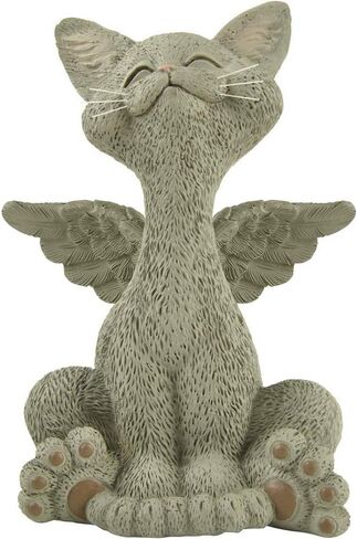 Bereavement Memorial Grey Cat Angel Figurine with Angel Wings Cat Loss Sympathy Gift - Happy Cat Collection - Cat Bereavement Gifts, Cat Memorial, Cat Loss Gifts, Cat Lover Gifts in Saudi Arabia