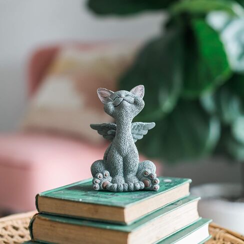 Bereavement Memorial Grey Cat Angel Figurine with Angel Wings Cat Loss Sympathy Gift - Happy Cat Collection - Cat Bereavement Gifts, Cat Memorial, Cat Loss Gifts, Cat Lover Gifts in Saudi Arabia