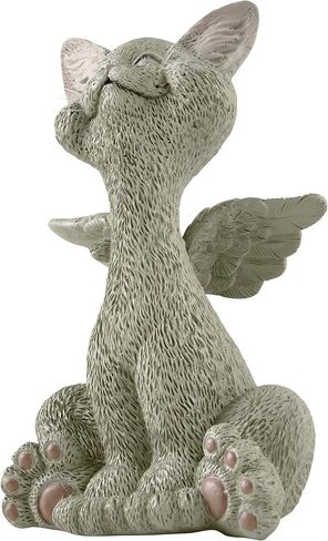 Bereavement Memorial Grey Cat Angel Figurine with Angel Wings Cat Loss Sympathy Gift - Happy Cat Collection - Cat Bereavement Gifts, Cat Memorial, Cat Loss Gifts, Cat Lover Gifts in Saudi Arabia