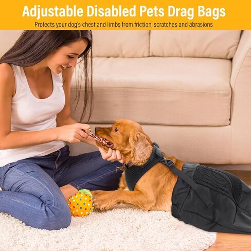 4 Pcs Dog Drag Bags for Paralyzed Rear Legs Adjustable Disabled Pets Drag Bag Breathable Pet Injuries Protection Bag Outdoor Indoor Dog Wheelchair Alternative Protects Chest Limb (Medium) in Kuwait