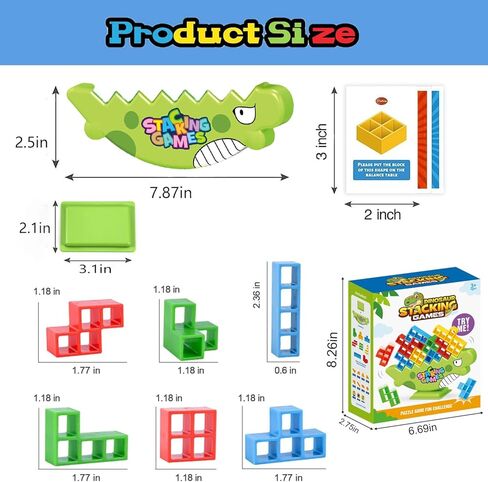 لعبة VOMYOZB 48 قطعة من لعبة مكعبات تكديس برج تيترا، ألعاب لوحية للاعبين + ألعاب عائلية، ألعاب لوحية للحفلات للأطفال والكبار، لعبة برج بناء الفريق. in Kuwait