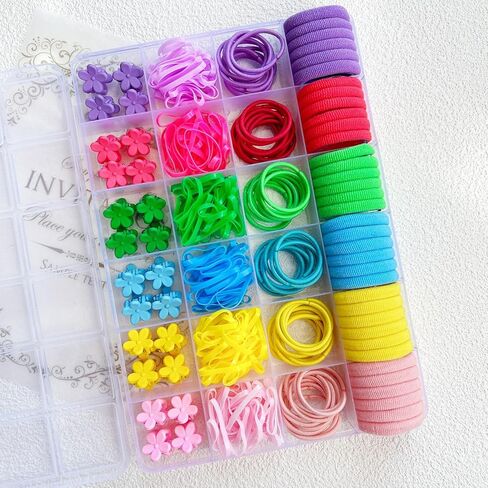 300 قطعة من إكسسوارات شعر الفتيات الصغيرات من EleMirsa، 6 مشابك مخالب صغيرة على شكل زهرة متعددة الألوان، ربطات شعر للأطفال، أربطة مطاطية صغيرة للأصابع، أشرطة مطاطية للشعر للفتيات الصغيرات والأطفال الصغار in Kuwait