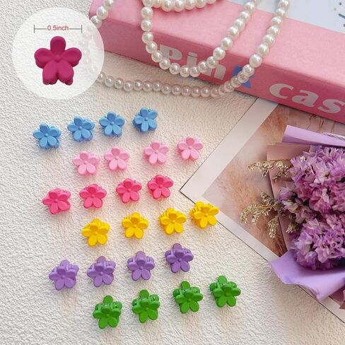 300 قطعة من إكسسوارات شعر الفتيات الصغيرات من EleMirsa، 6 مشابك مخالب صغيرة على شكل زهرة متعددة الألوان، ربطات شعر للأطفال، أربطة مطاطية صغيرة للأصابع، أشرطة مطاطية للشعر للفتيات الصغيرات والأطفال الصغار in Kuwait