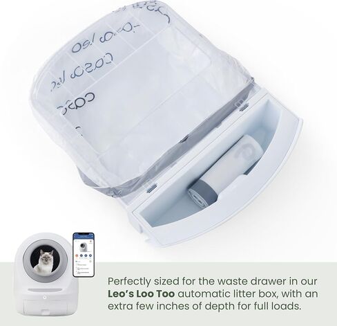 أكياس بطانة درج الفضلات من Leo's Loo Too من Casa Leo I لصناديق الفضلات الأوتوماتيكية، سميكة 2 مل مع رباط، غير معطرة، 25 قطعة in Saudi Arabia