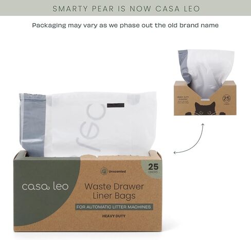 أكياس بطانة درج الفضلات من Leo's Loo Too من Casa Leo I لصناديق الفضلات الأوتوماتيكية، سميكة 2 مل مع رباط، غير معطرة، 25 قطعة in Saudi Arabia