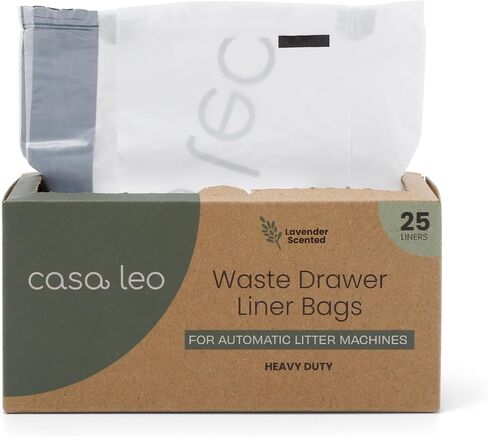 أكياس بطانة درج الفضلات من Leo's Loo Too من Casa Leo I لصناديق الفضلات الأوتوماتيكية، سميكة 2 مل مع رباط، غير معطرة، 25 قطعة in Saudi Arabia