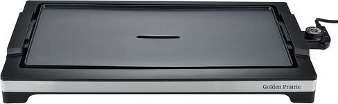 شواية كهربائية داخلية بدون دخان، شواية مسطحة، شواية شواء سريعة التسخين بقدرة 1800 وات، طبق طبخ كبير غير لاصق، 5 مستويات درجة حرارة قابلة للتعديل، قابلة للفصل وآمنة للاستخدام في غسالة الأطباق، مقابض باردة الملمس، أسود in Kuwait