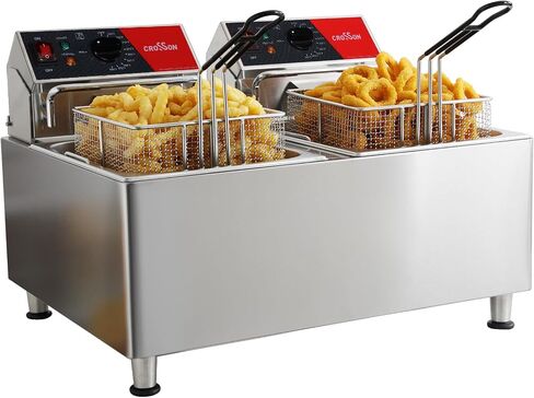 CROSSON ETL Listed 15Lbs Electric Deep Fryer with No-Assembling-Needed Solid Basket,Lid and Height Adjustable Legs for Restaurant Use,120V/1800W Commercial 8L Countertop Deep Fryer in Saudi Arabia