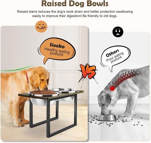 أوعية مرتفعة للكلاب من سيوكو للكلاب الكبيرة، حامل وعاء خشبي كبير جدًا للكلاب مع أوعية طعام ومياه للكلاب من الفولاذ المقاوم للصدأ سعة 3.5 لتر لأقدام كبيرة جدًا غير قابلة للانزلاق (طول 11.8 بوصة، وعاء 118 أونصة) in Kuwait