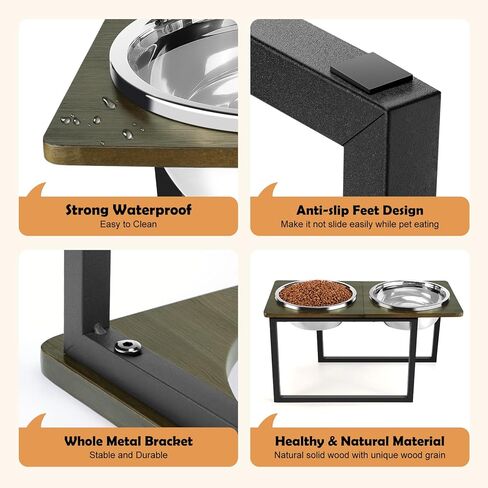 أوعية مرتفعة للكلاب من سيوكو للكلاب الكبيرة، حامل وعاء خشبي كبير جدًا للكلاب مع أوعية طعام ومياه للكلاب من الفولاذ المقاوم للصدأ سعة 3.5 لتر لأقدام كبيرة جدًا غير قابلة للانزلاق (طول 11.8 بوصة، وعاء 118 أونصة) in Kuwait