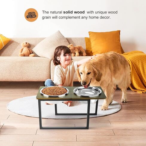 أوعية مرتفعة للكلاب من سيوكو للكلاب الكبيرة، حامل وعاء خشبي كبير جدًا للكلاب مع أوعية طعام ومياه للكلاب من الفولاذ المقاوم للصدأ سعة 3.5 لتر لأقدام كبيرة جدًا غير قابلة للانزلاق (طول 11.8 بوصة، وعاء 118 أونصة) in Kuwait